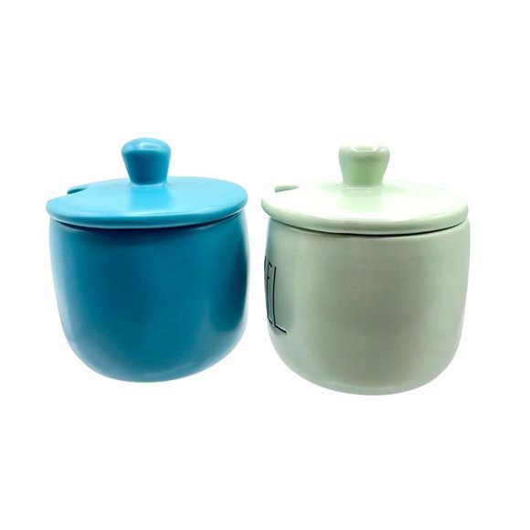 Rae Dunn Artisan Collection Fudge Caramel Lidded Ice Cream Sundae Topping Dishes - Picture 4 of 9